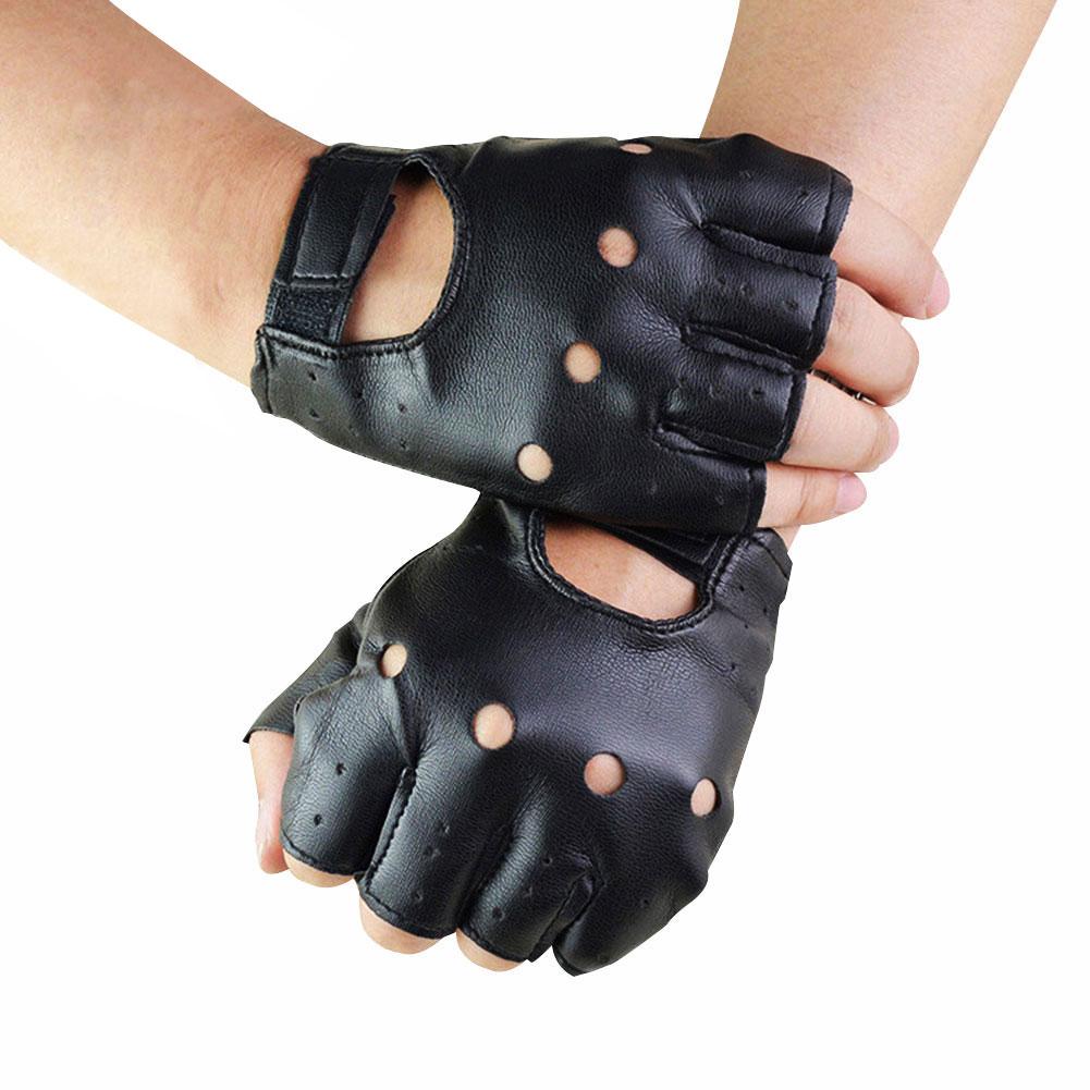 Workout Glove Gym - Punk-Handschuhe für Herren, halbe Finger, Punk-PU-Lederhandschuhe,