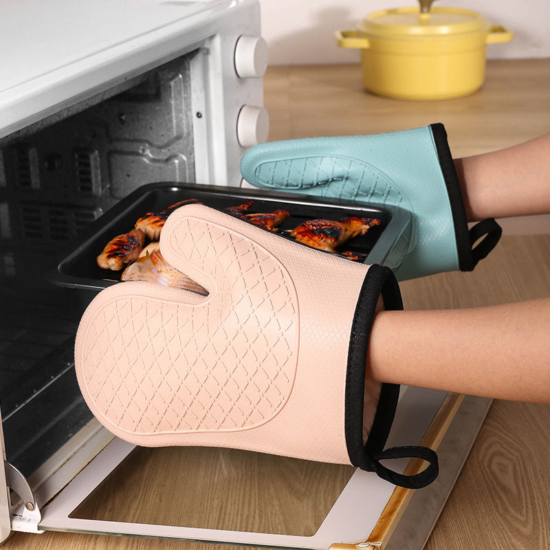 Oven Mitt Silicone - 2 Stück wärmeisolierende Handschuhe, verbrühungshemmende Mikrowellenherdhandschuhe,