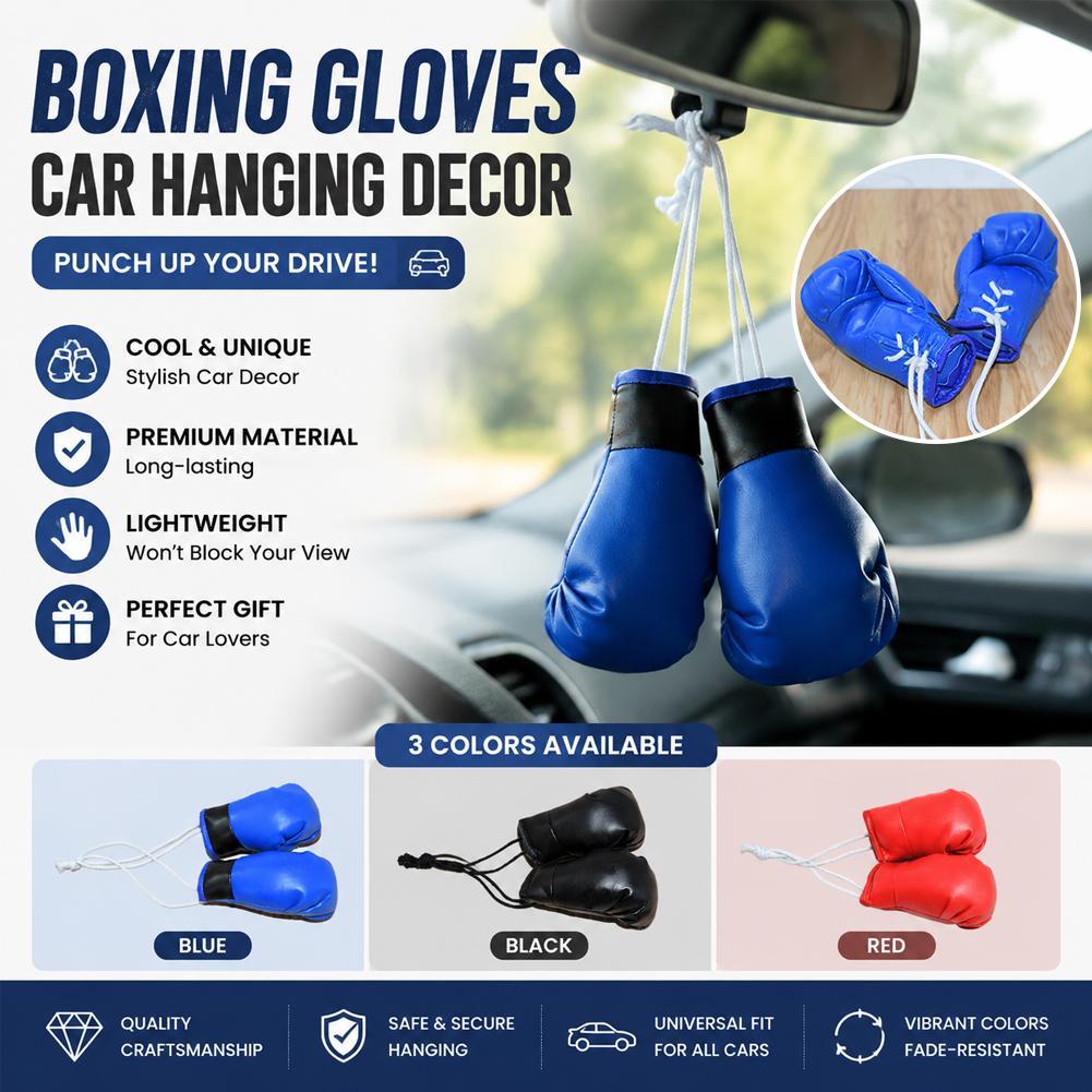 Leather Driving Glove - Mini-Boxhandschuhe als Auto-Rückspiegel-Anhänger, Blaues Leder-Dekorationsstück, Sport-Trainings-Geschenk-Accessoire