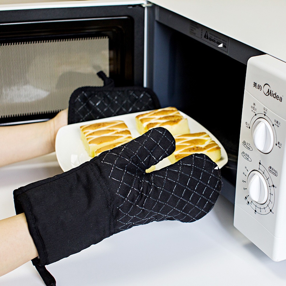 Oven Mitt Silicone - Hitzebeständige Silikon-Ofenhandschuhe, dick, rutschfest, isoliert, Mikrowellen-Backhandschuhe,