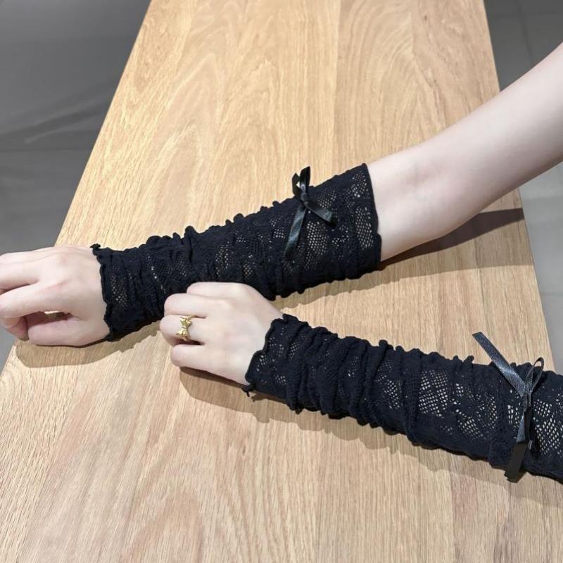 Fingerless Glove Knit - Damen Gothic Mesh Fingerlose Handschuhe Elastische