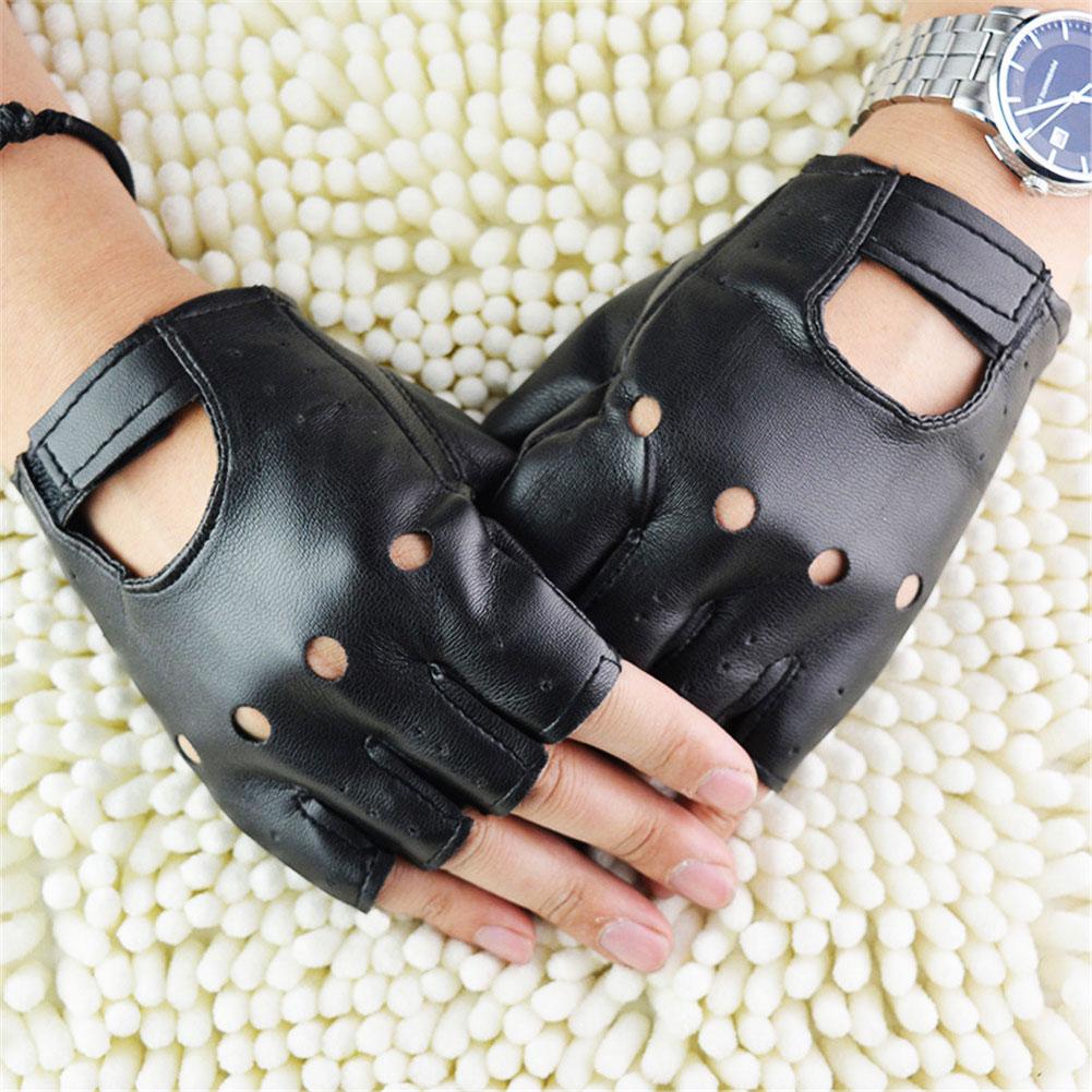 Leather Driving Glove - Unisex Halbfinger-Handschuhe für Theater, Punk, Hip-Hop,