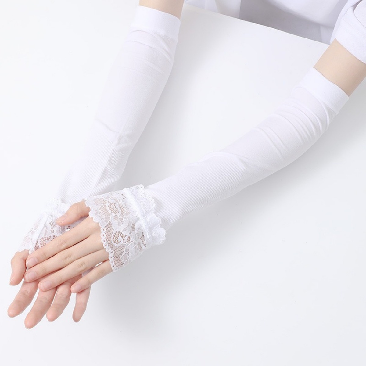 Fingerless Glove Knit - Lange elastische Armstulpen für Damen, fingerlose