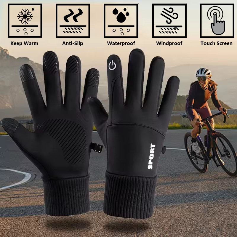 Ski Glove Waterproof - Schwarz Winter Warm Volle Finger Wasserdicht