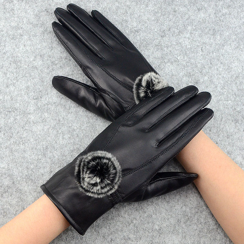 Wool Glove Lined - Frauen Winter Echtem Leder Handschuhe Mit