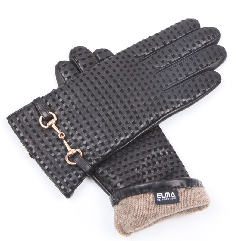 Wool Glove Lined - Herbst Winter Echt Leder Handschuhe Weibliche