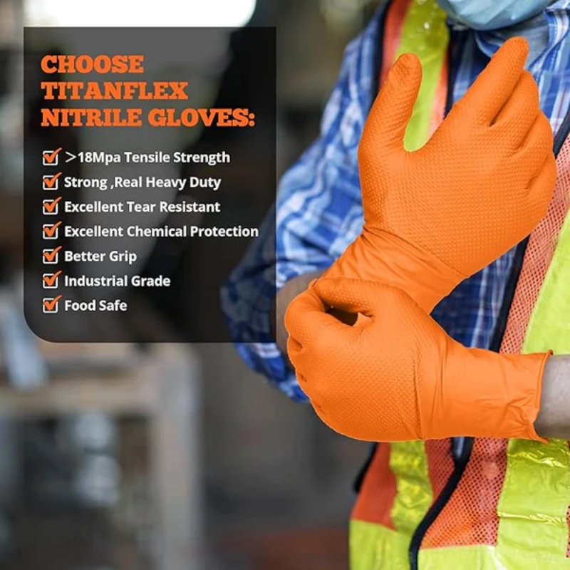 Hochbelastbare orangefarbene N – Nitrile Mechanic Glove Bewertung und Preis