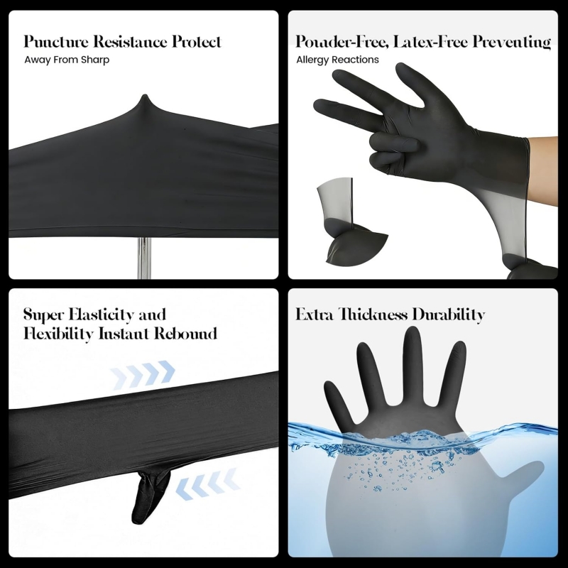 Schwarze Nitril-Einweghandschu – Nitrile Mechanic Glove Bewertung und Preis