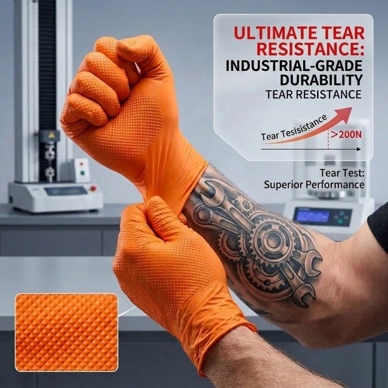 Hochbelastbare orangefarbene N – Nitrile Mechanic Glove Bewertung und Preis