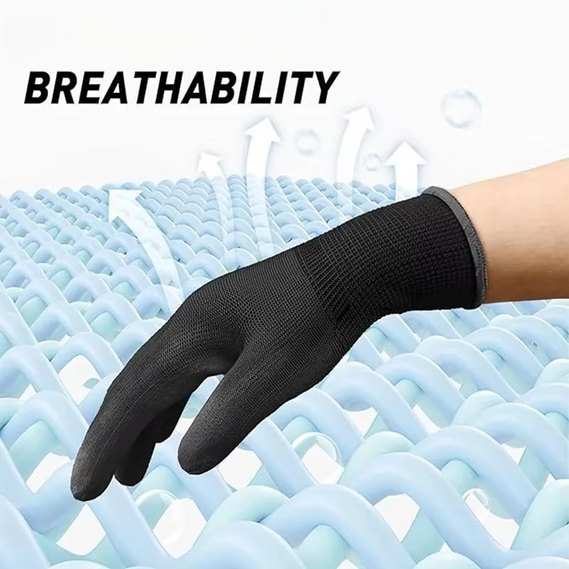 6/12/18PCS Schwarz PU Beschich – Nitrile Mechanic Glove Bewertung und Preis